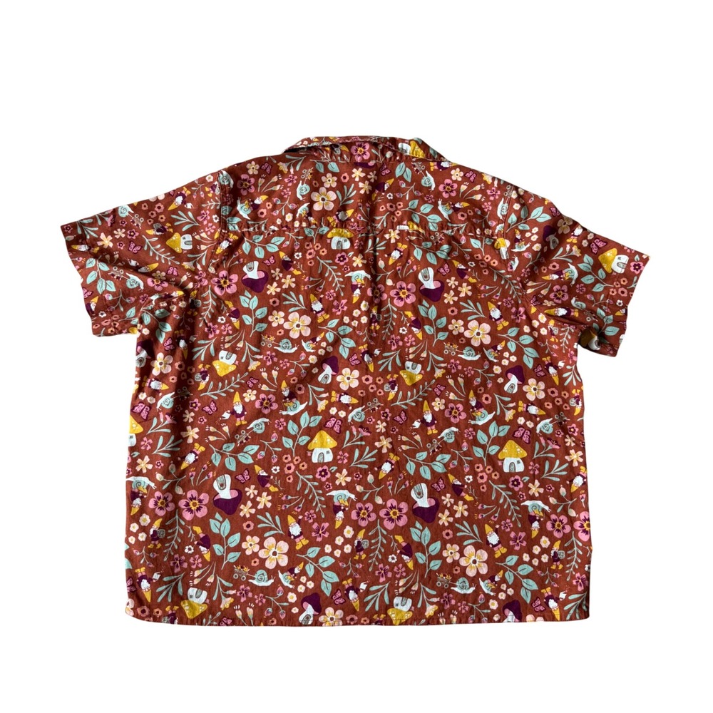 Duluth Trading Shirt Short Sleeve Artisan Hemp Mushroom Floral Camp Brown XL - Picture 3 of 8